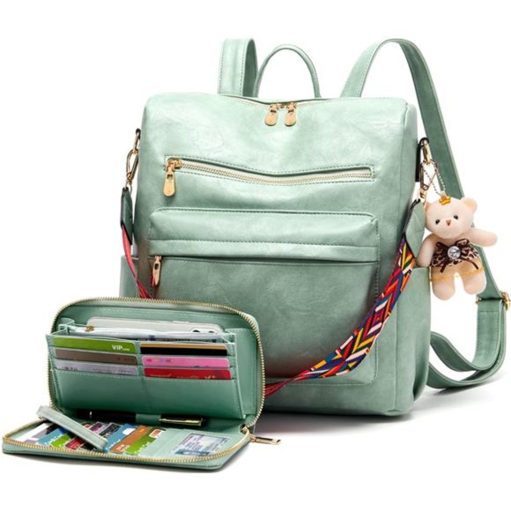 Women Backpack Purse Multipurpose Handbags Shoulder Bag Pu Leather Travel Bag